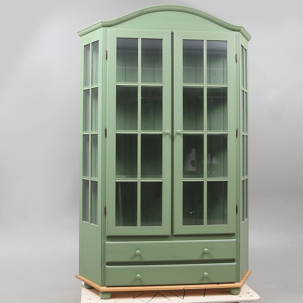 VITRINE, Glas/Metall, 1900er.