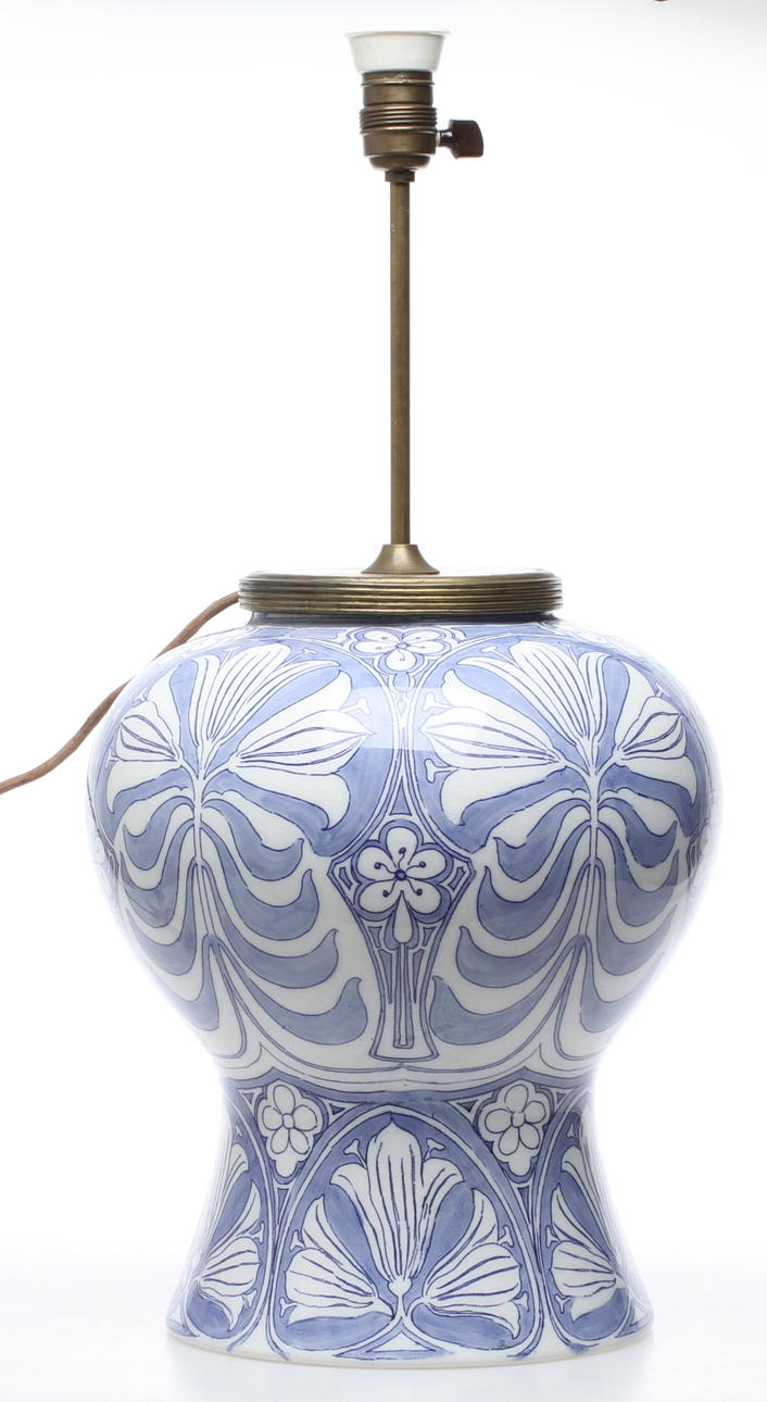 BORDSLAMPA, flintgods, Jugend, Alf Wallander, Rörstrand, tidigt 1900-tal.