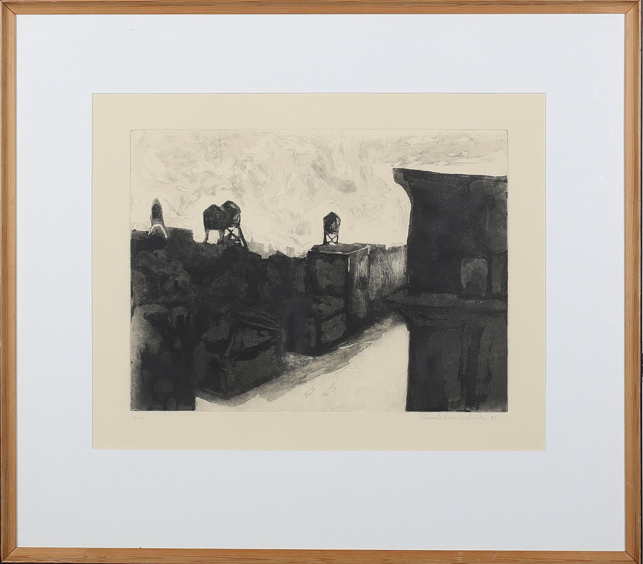 MADELEINE HATZ. Komposition. Etsning. Signerad och daterad -81. EA.