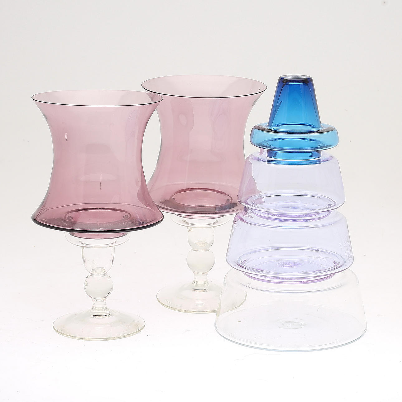 LJUSLYKTOR, 1 par samt BURK, 3 våningar, glas.