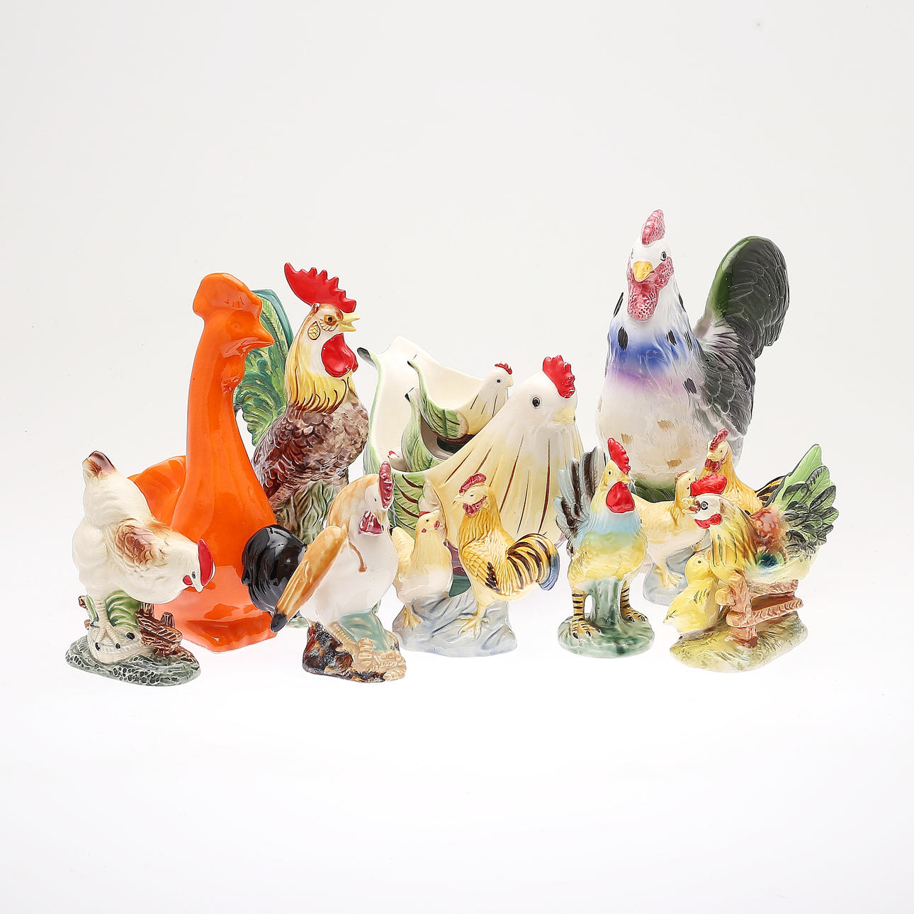 HANE, HØNNE, 14 stk., porcelæn.