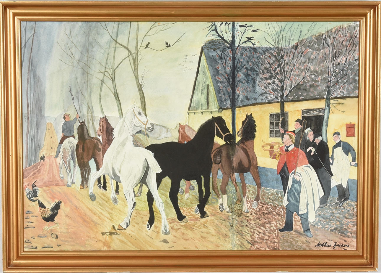 ARTHUR JANSSON. Watercolor on paper lined with massonite.