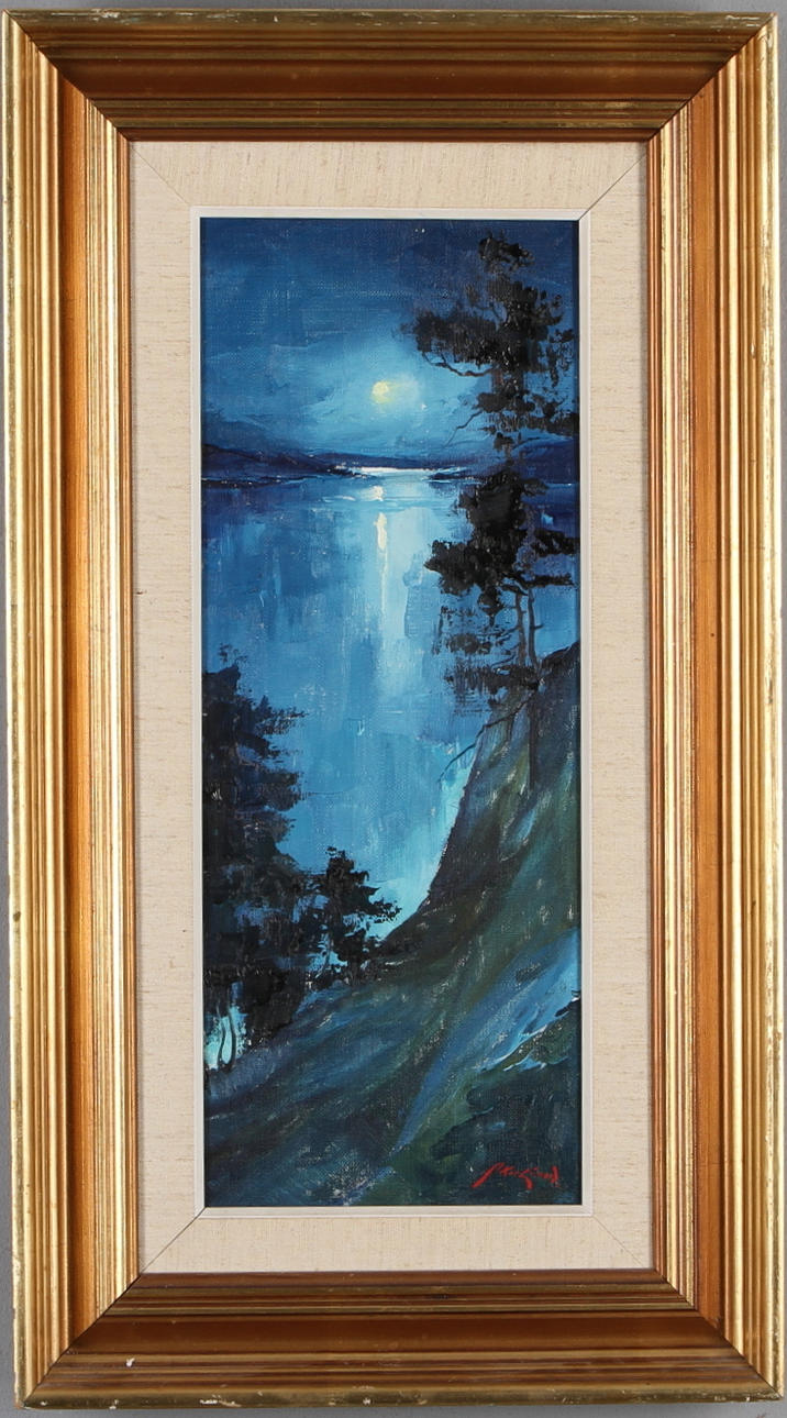 AXEL LIND. Skymningstid, olja på duk, signerad.