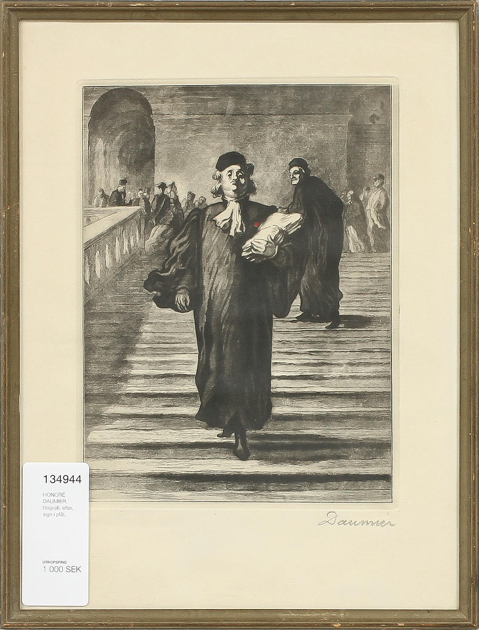 HONORÉ DAUMIER, Lithographie, nach, Schild in Blech.
