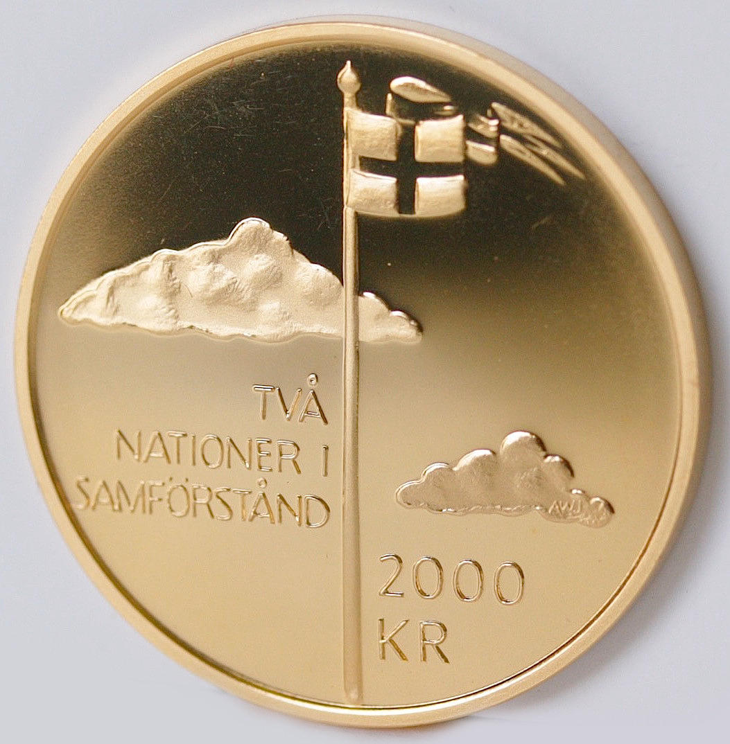 MINDEMØNT, guld, 18K, 2000 SEK, vægt 12 gram.