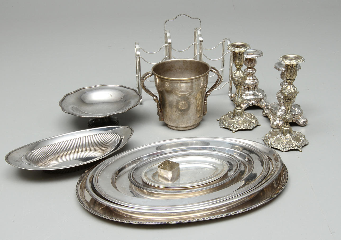 PARTI NYSILVER, 14 delar, bla märkt Dufva, 1900-tal.