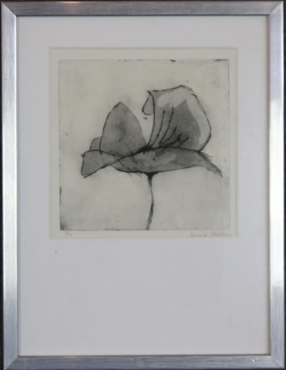 INGRID HALLBERG. Lithograph, 3/10, flower, signed.