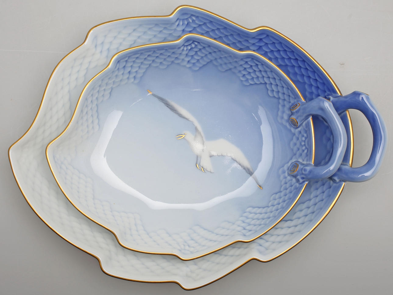 UPPLÄGGSFAT, 2 st, porslin, Blå Måsen, Bing & Gröndahl, Danmark.