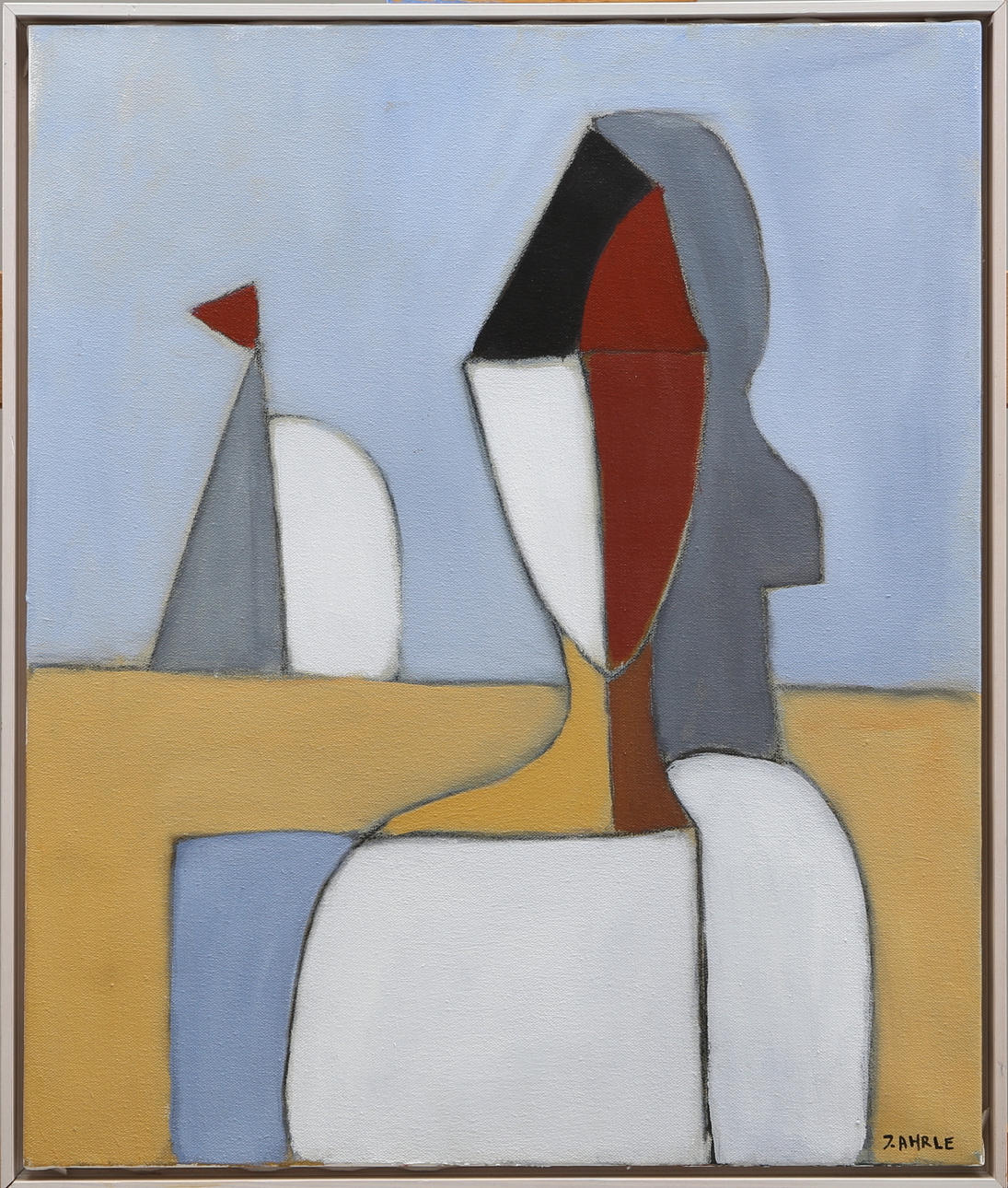 JOHAN AHRLE. "Ensamseglaren". Olja på duk. Signerad J Ahrle.