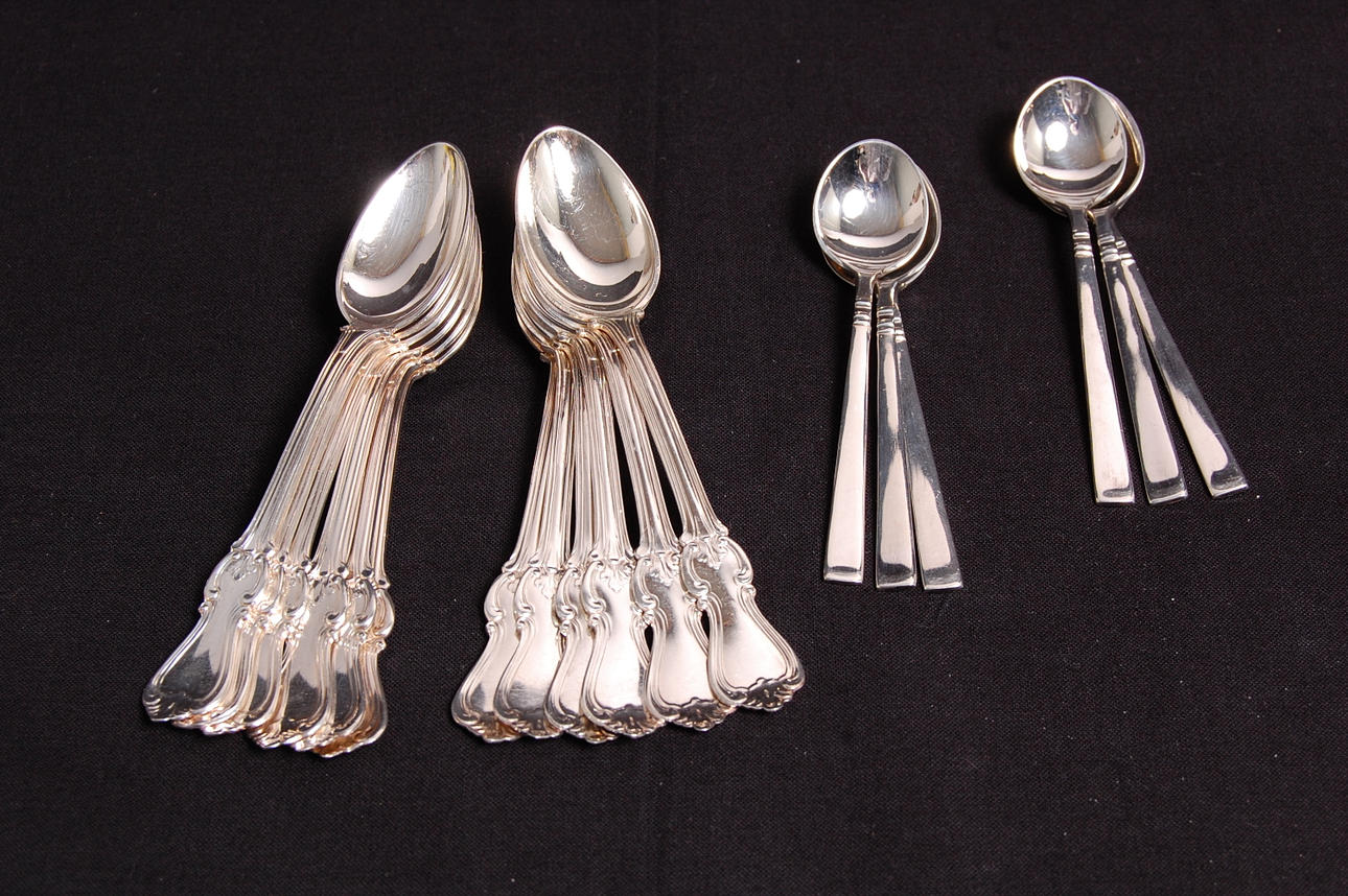 TESKEDAR, MOCKASKEDAR, silver, 18 st, bland annat "Olga ".