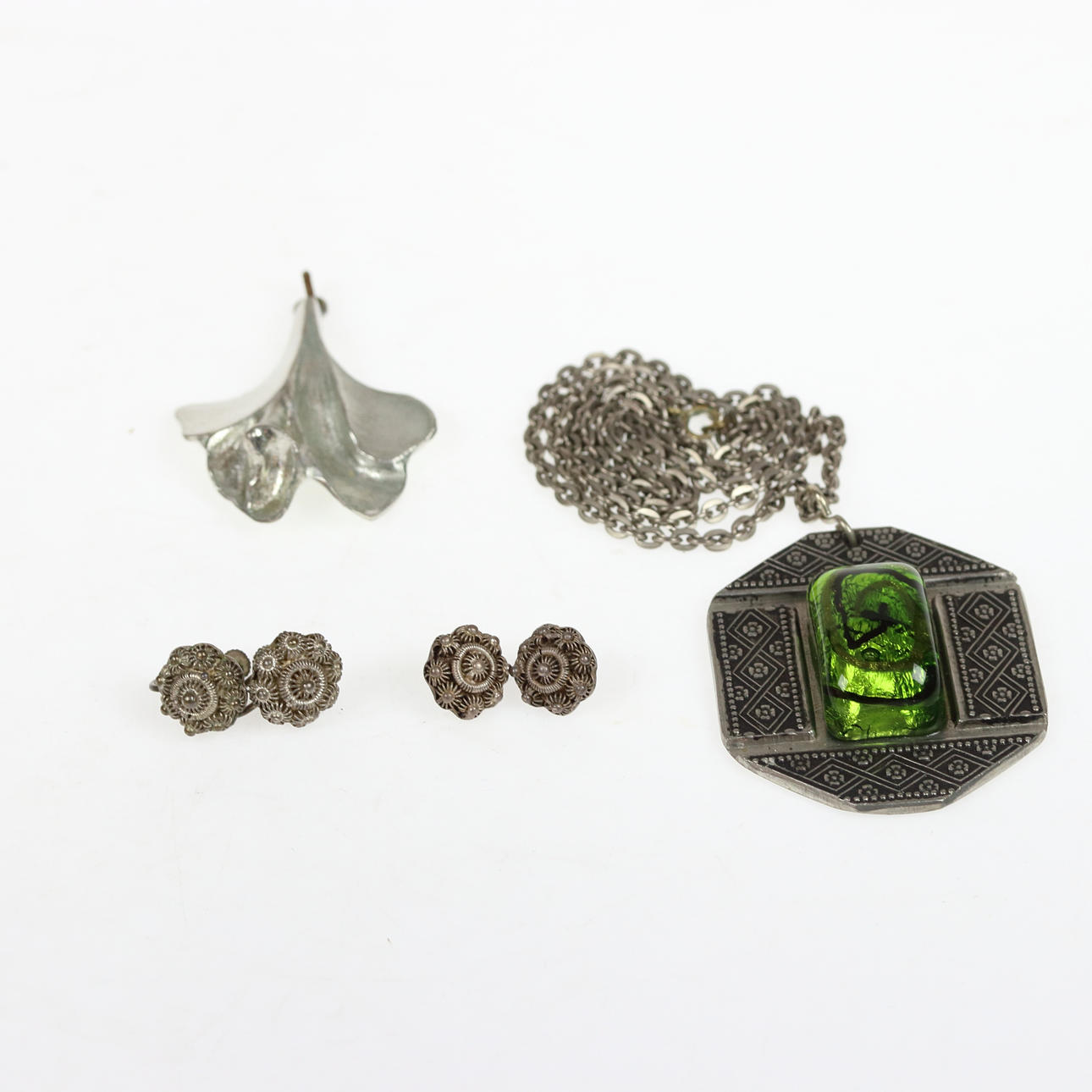 ZINNSCHMUCK, 6 Stück, schwedisches Zinn.