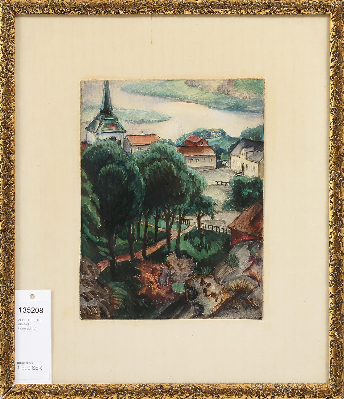 ALBERT ELDH. Akvarell, signerad.