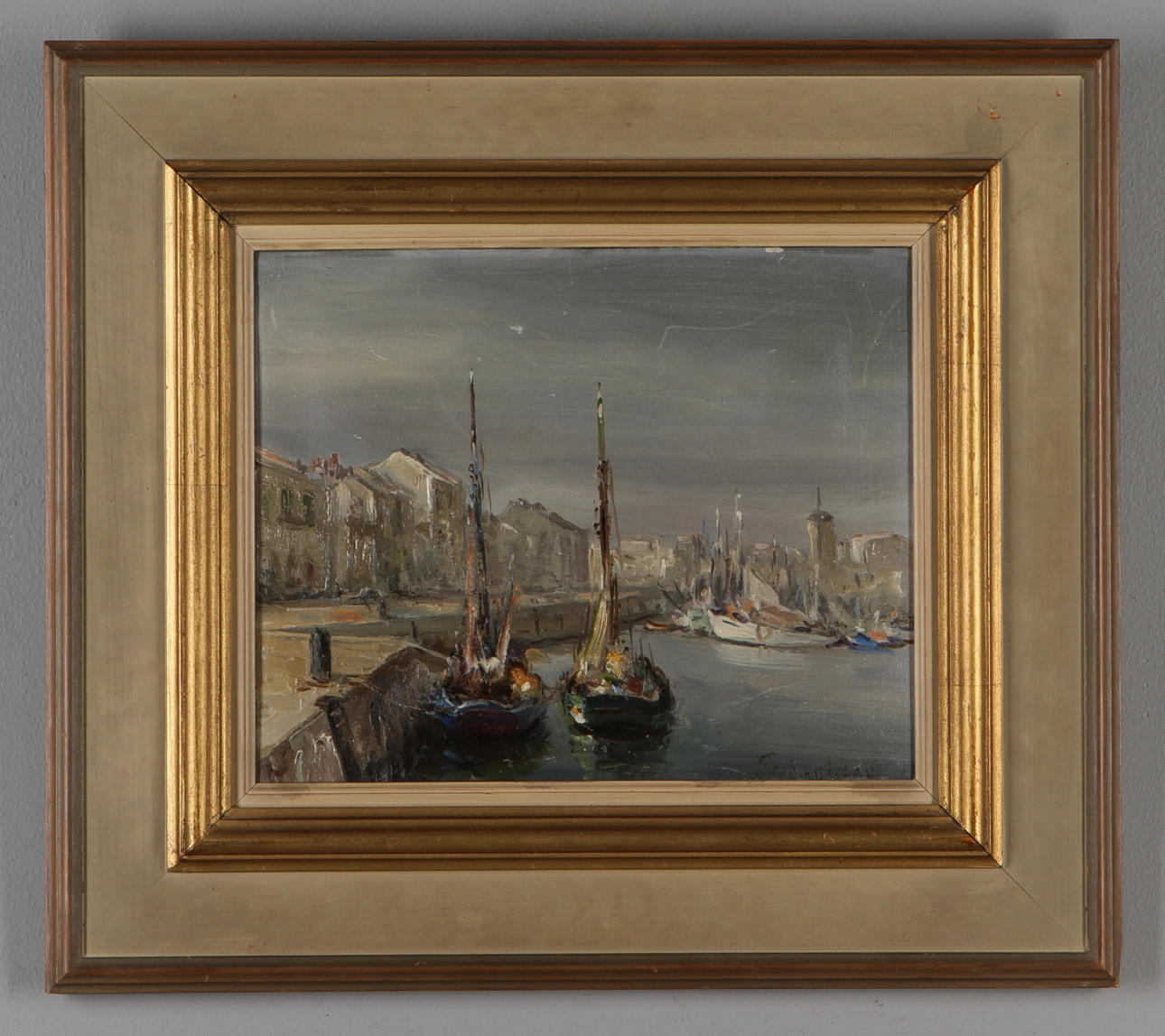 GABRIEL AUGIZEAU. TILLSKRIVEN. Biscayabukten, olja på duk, signerad, 1900.tal.