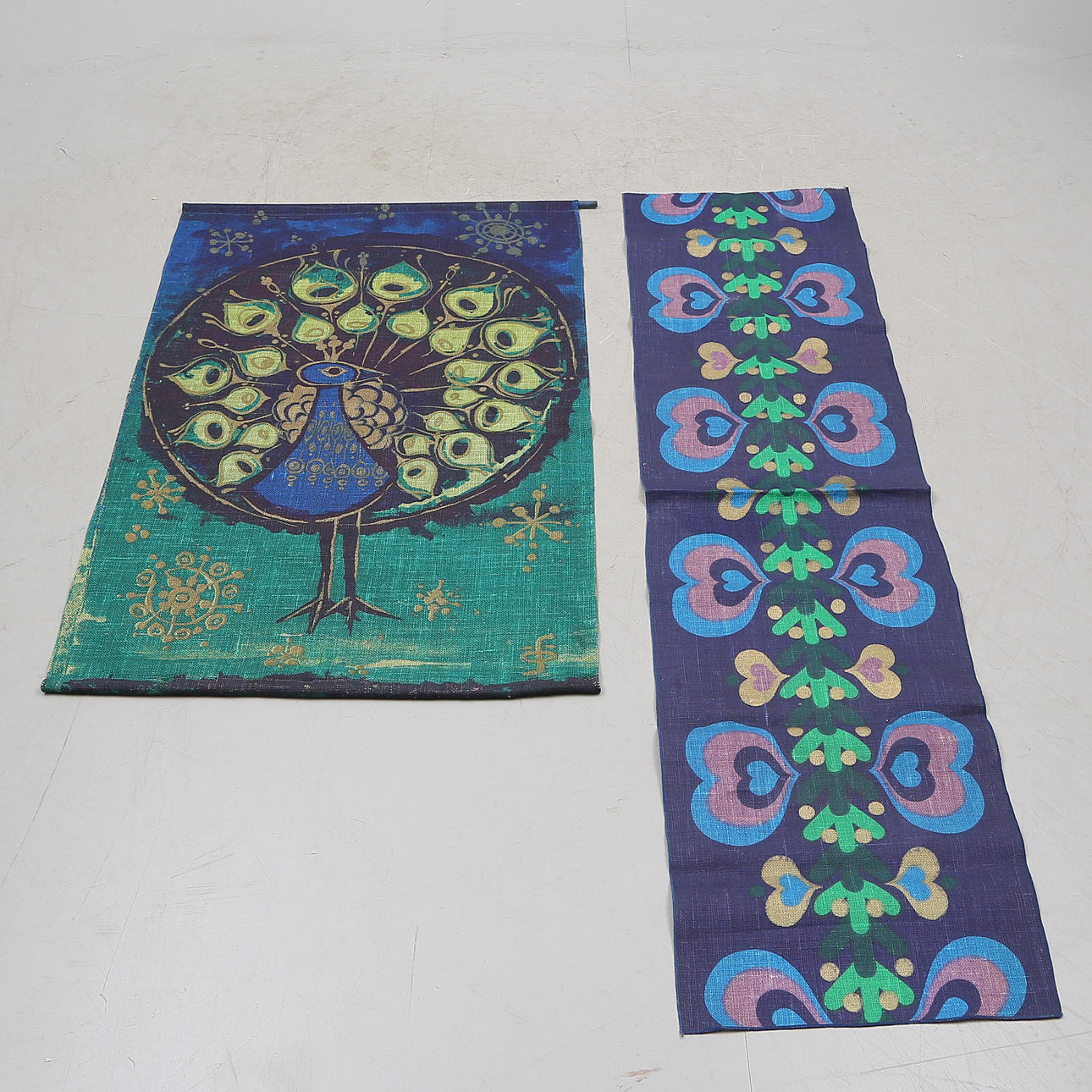 TEXTILA TRYCK 2 st, sannolikt 1970-tal.