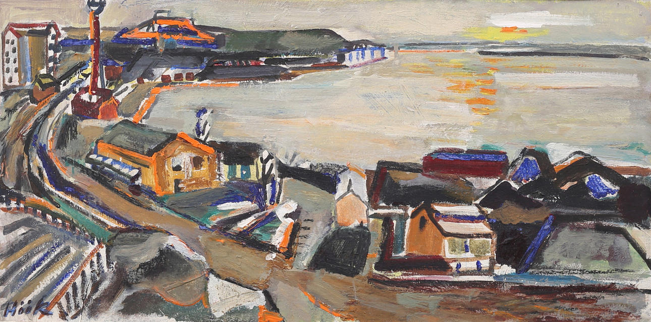 GUNNAR HÖÖK. Oil on Board, cityscape, signed Höök.