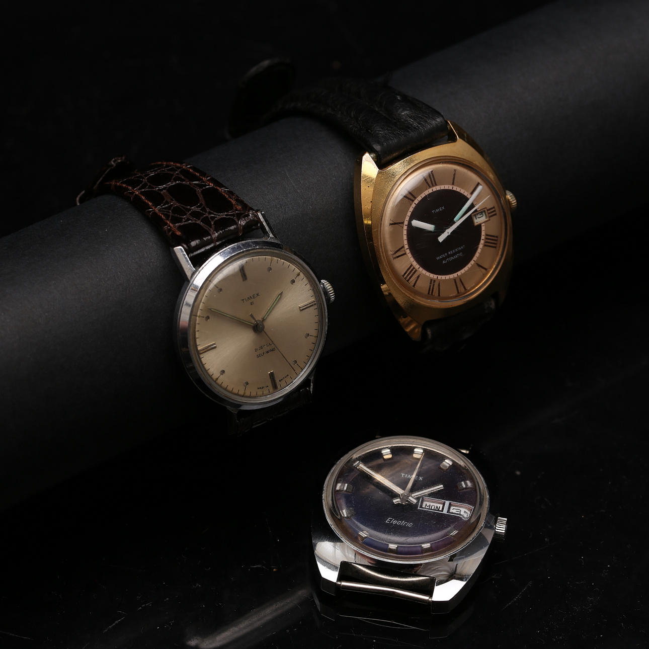 TIMEX, 3 wristwatches, steel, automatic.