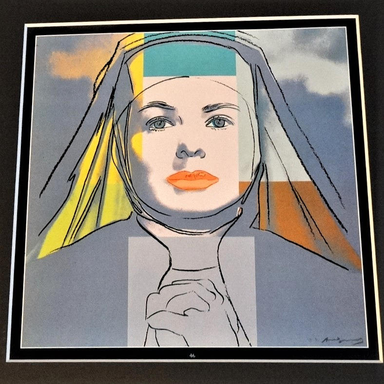 ANDY WARHOL. Ingrid Bergman, harmaa-vaaleanpunainen. Offset, 1983.