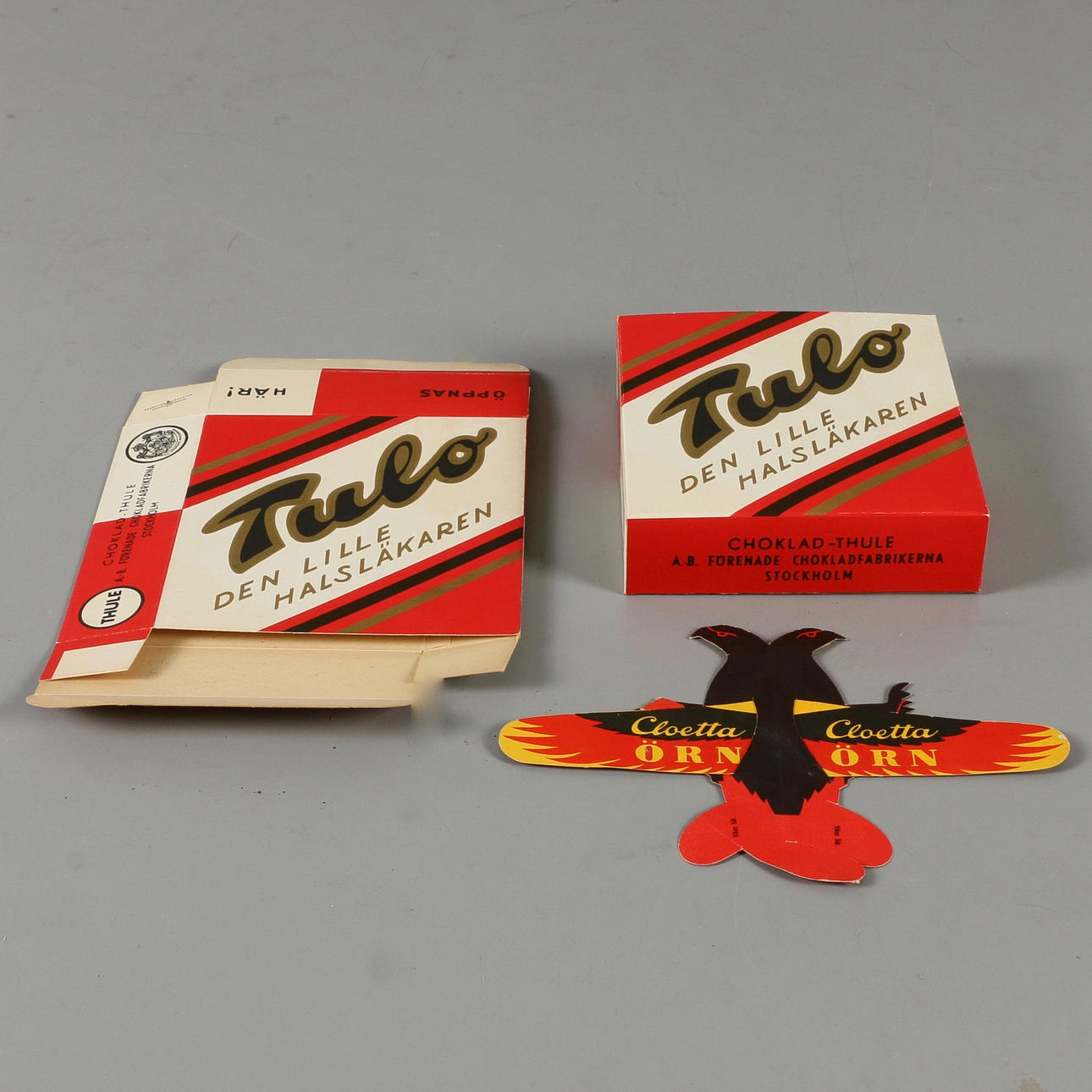 REKLAM, papp, 3 delar, Tulo samt Cloetta.