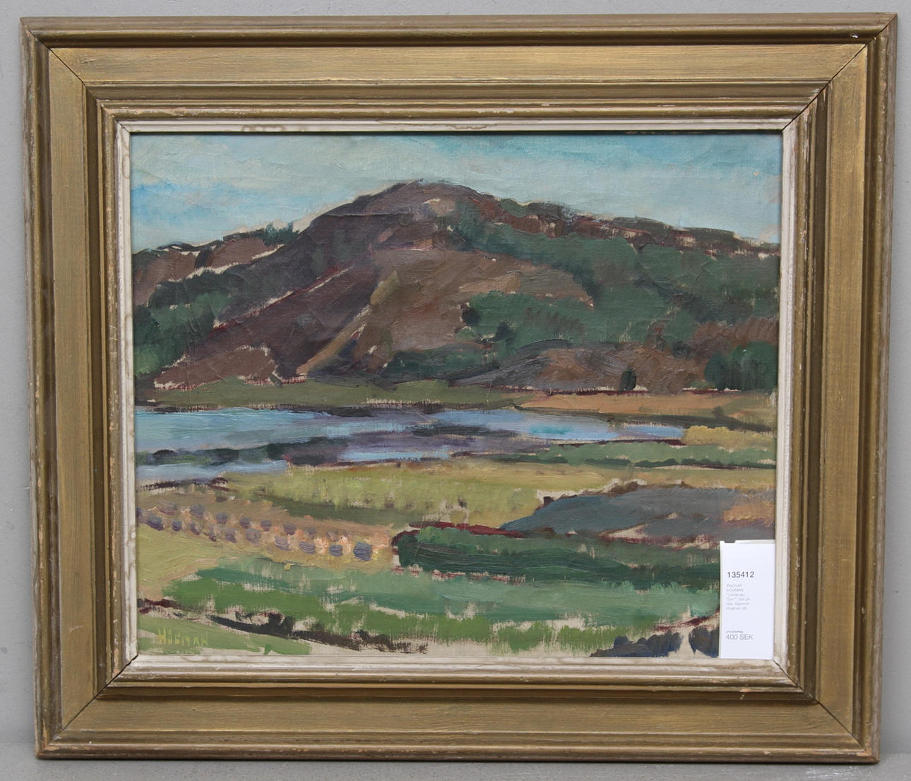 RAGNAR HÖGMAN. "Landskap, Tjörn". Olja på duk. Signerad Högman.