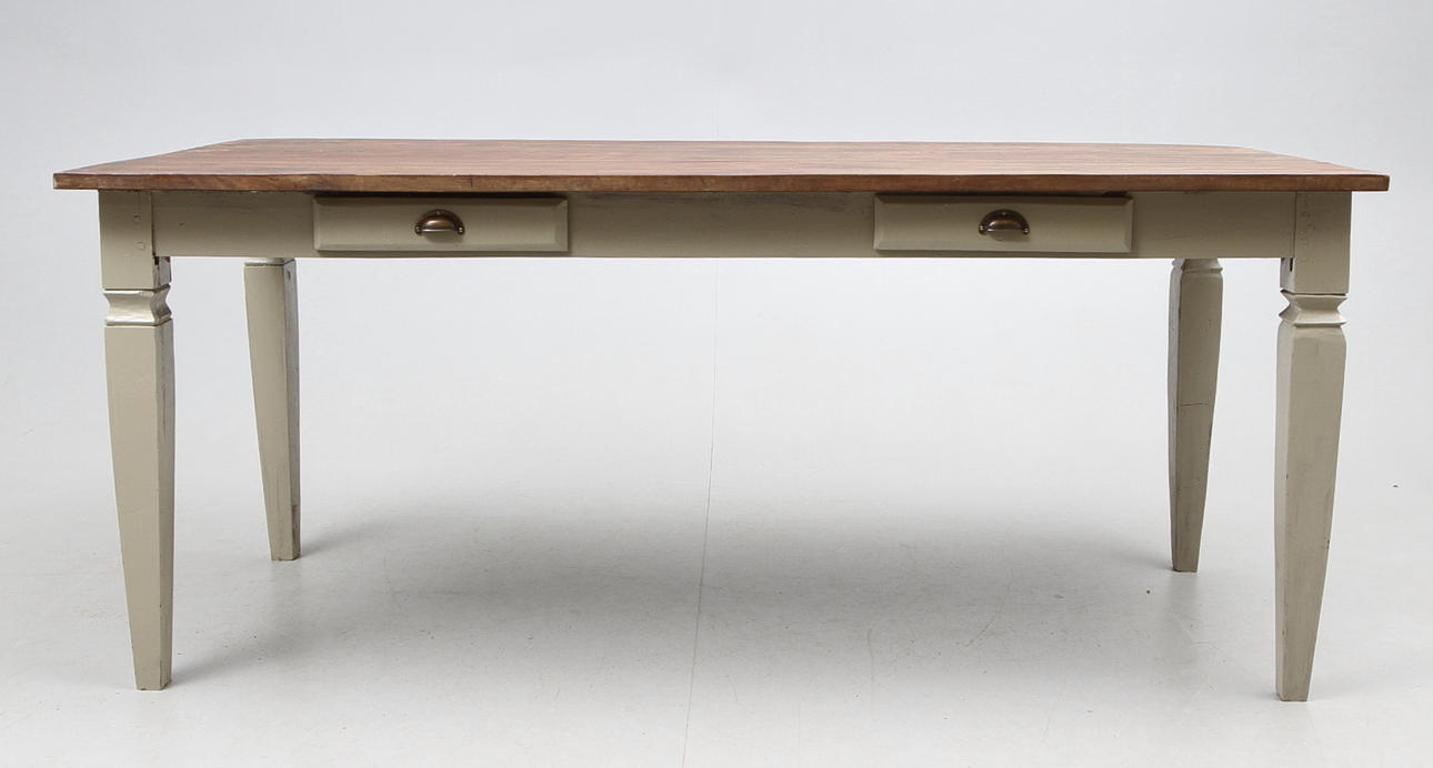 MATBORD med lådor, gråmålat underrede, nutida.