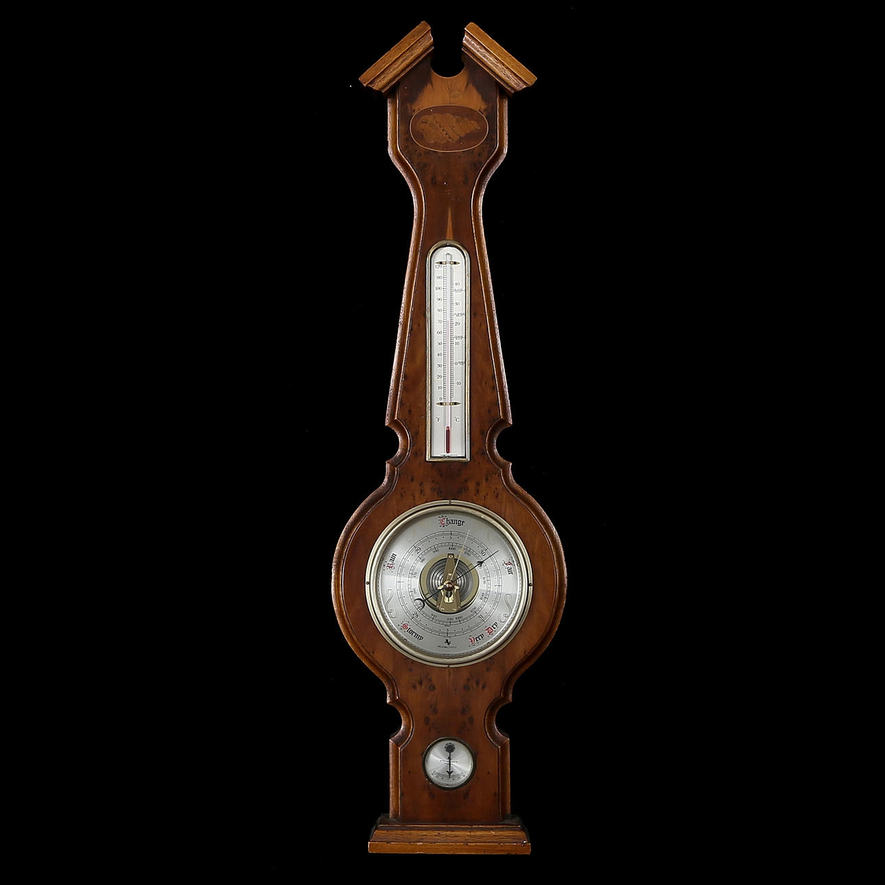 BAROMETER, glas/træ, begyndelsen af det 20. århundrede.