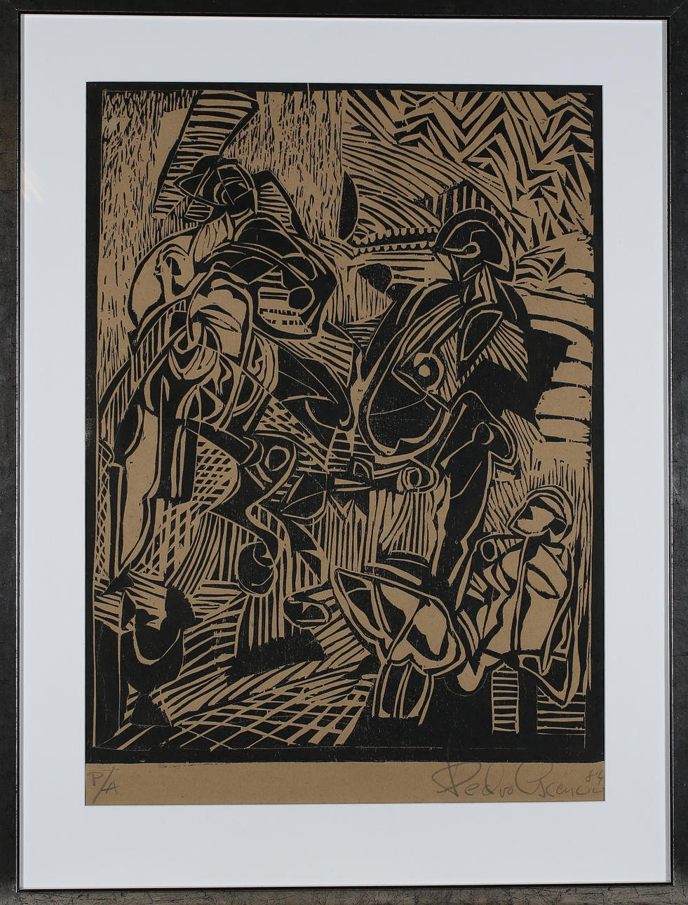 PEDRO ASCENCIO. Composition with figures, graphic sheet, signed and dated -84 and P/A.