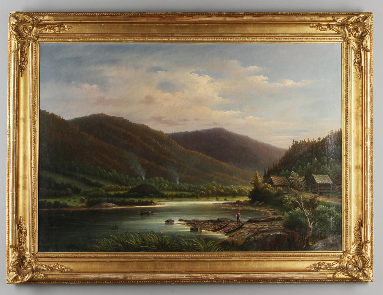 ERNFRIED WAHLQUIST. Bergslandskap med fiskare, olja på duk, signerad och daterad E.W 1882.