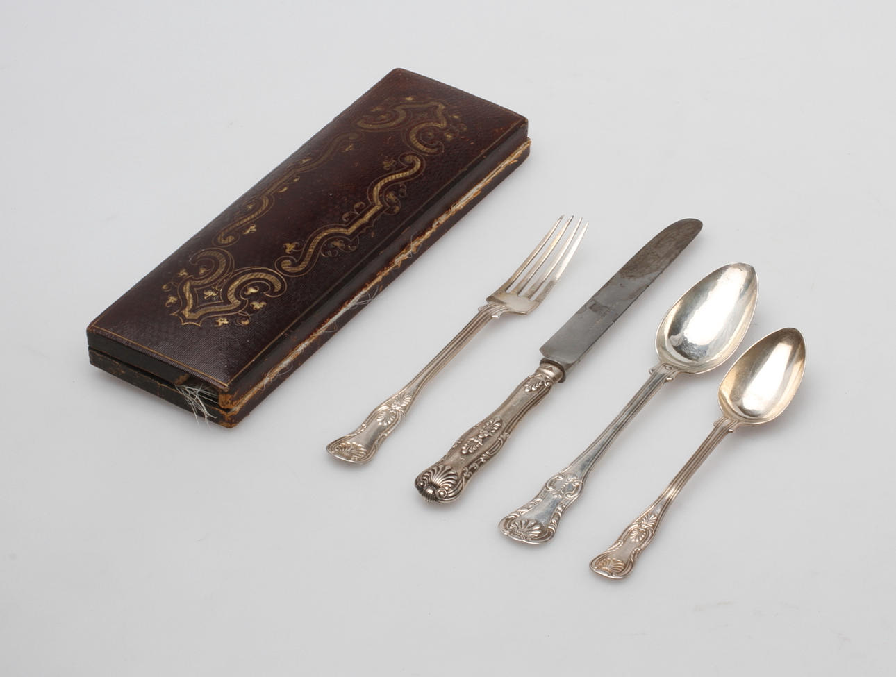 RESEBESTICK, 4 delar, silver, Gustaf Möllenborg, Stockholm, 1800-tal.