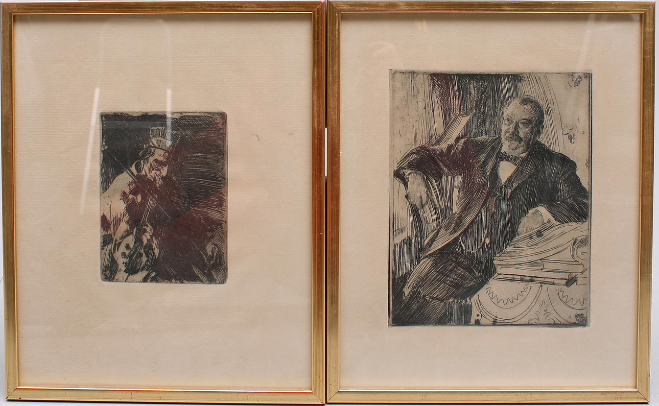 ANDERS ZORN. litografiska tryck, 2 st, signerade och daterade i plåten.