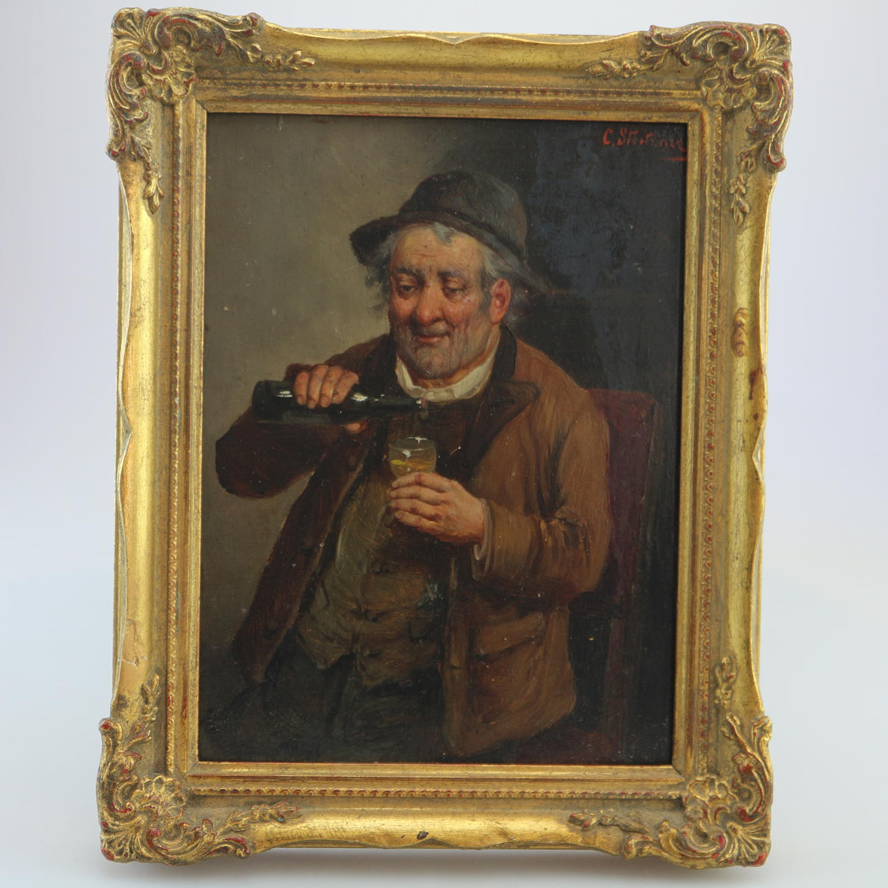 KONSTANTIN STOITZNER. WEINGENIESSER ÖLGEMÄLDE.