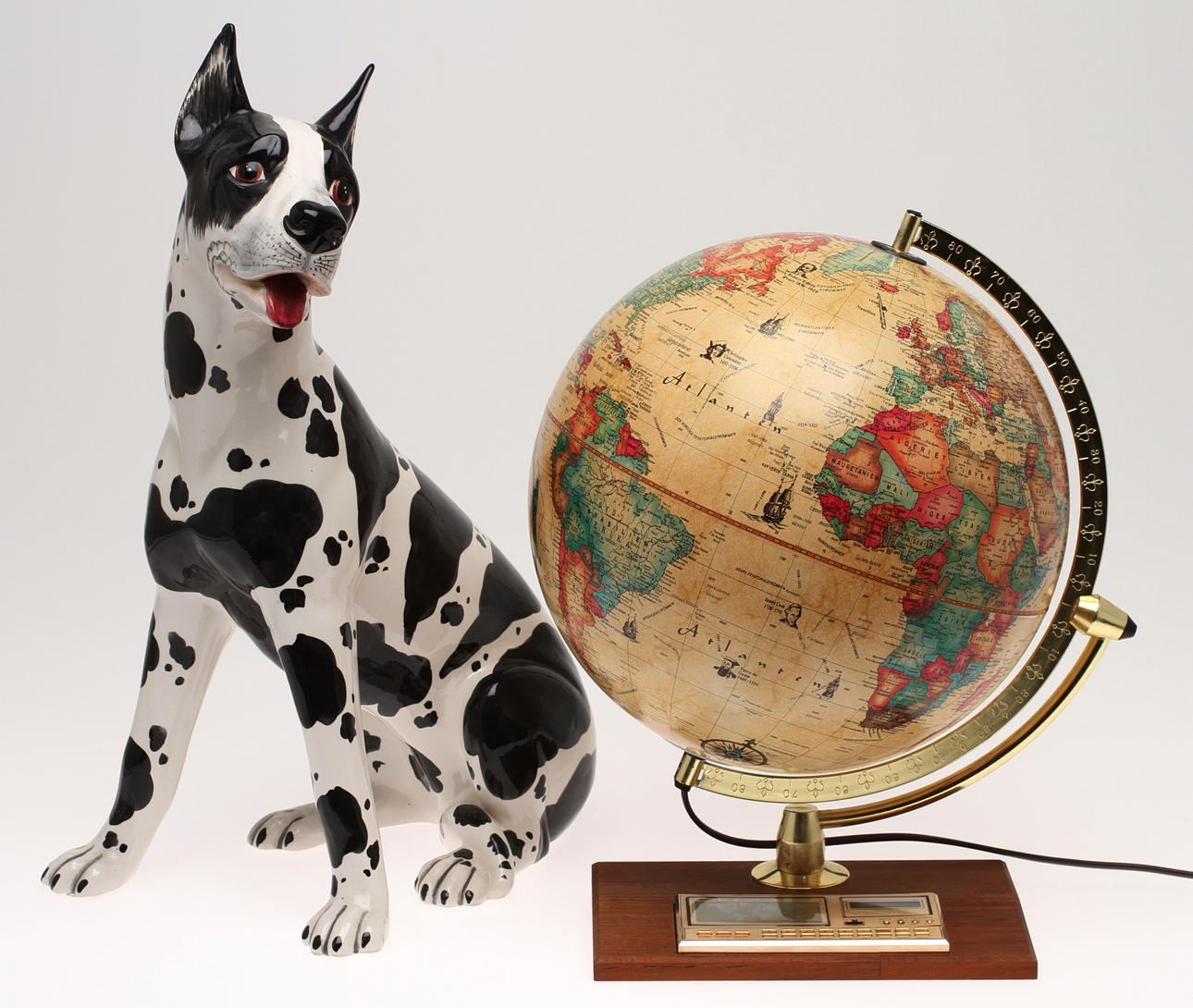 JORDGLOB, med belysning, FIGURIN, hund, keramik.