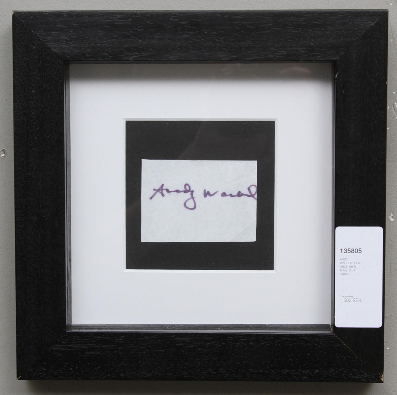 ANDY WARHOL. USA, (1928-1987). Autograf på papper.