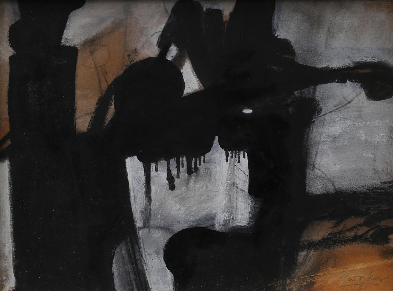 JACK TWORKOV (1900 - 1982). Composition, mixed media, signed Tworkov and dated -61.