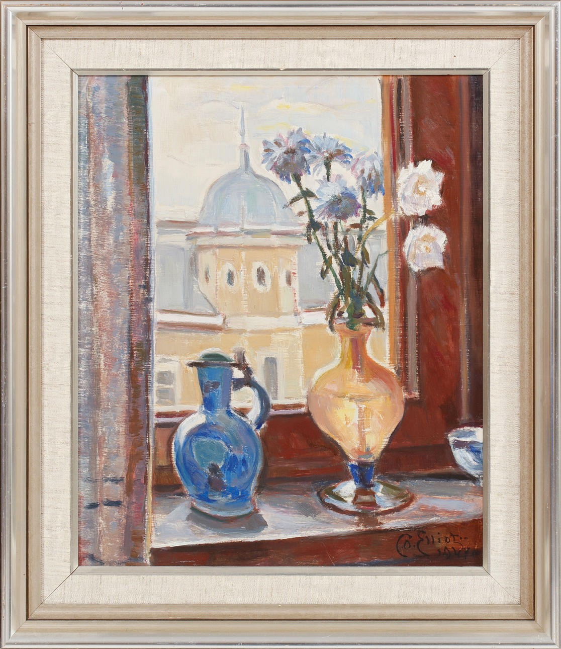 CARL OTTO ELLIOT. "Window", oil on Board, signed.