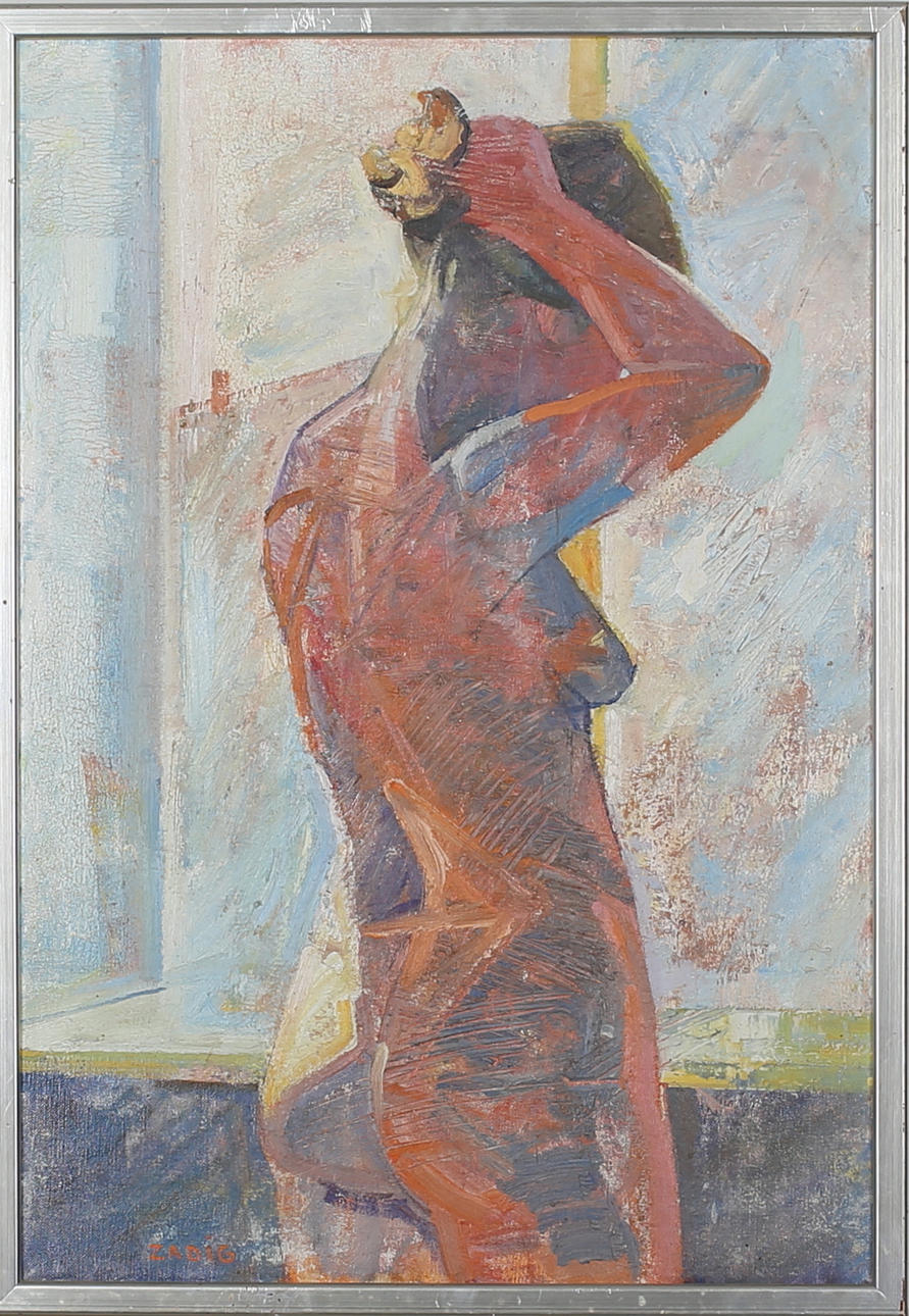 JACQUES ZADIG. Modell i motgljus. Olja på duk. Signerad Zadig.