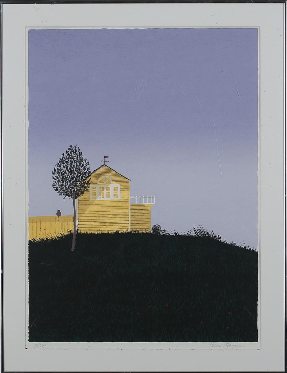HELENA ÖSTERGREN. Det gula huset. Färgserigrafi. Signerad. 119/225.