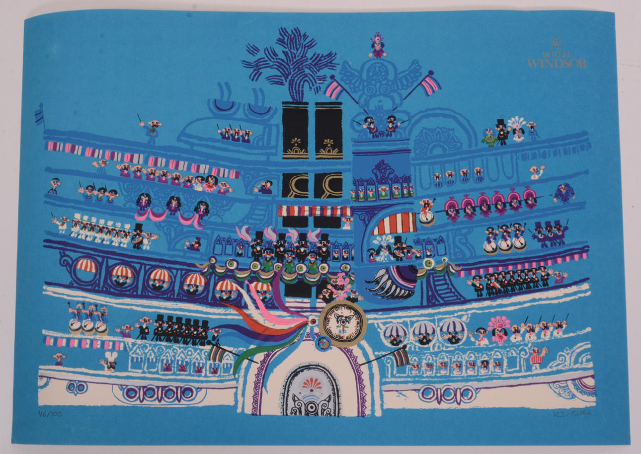 K. S. RINGI. Hotel Windsor. Wheel steamer. Lithograph.