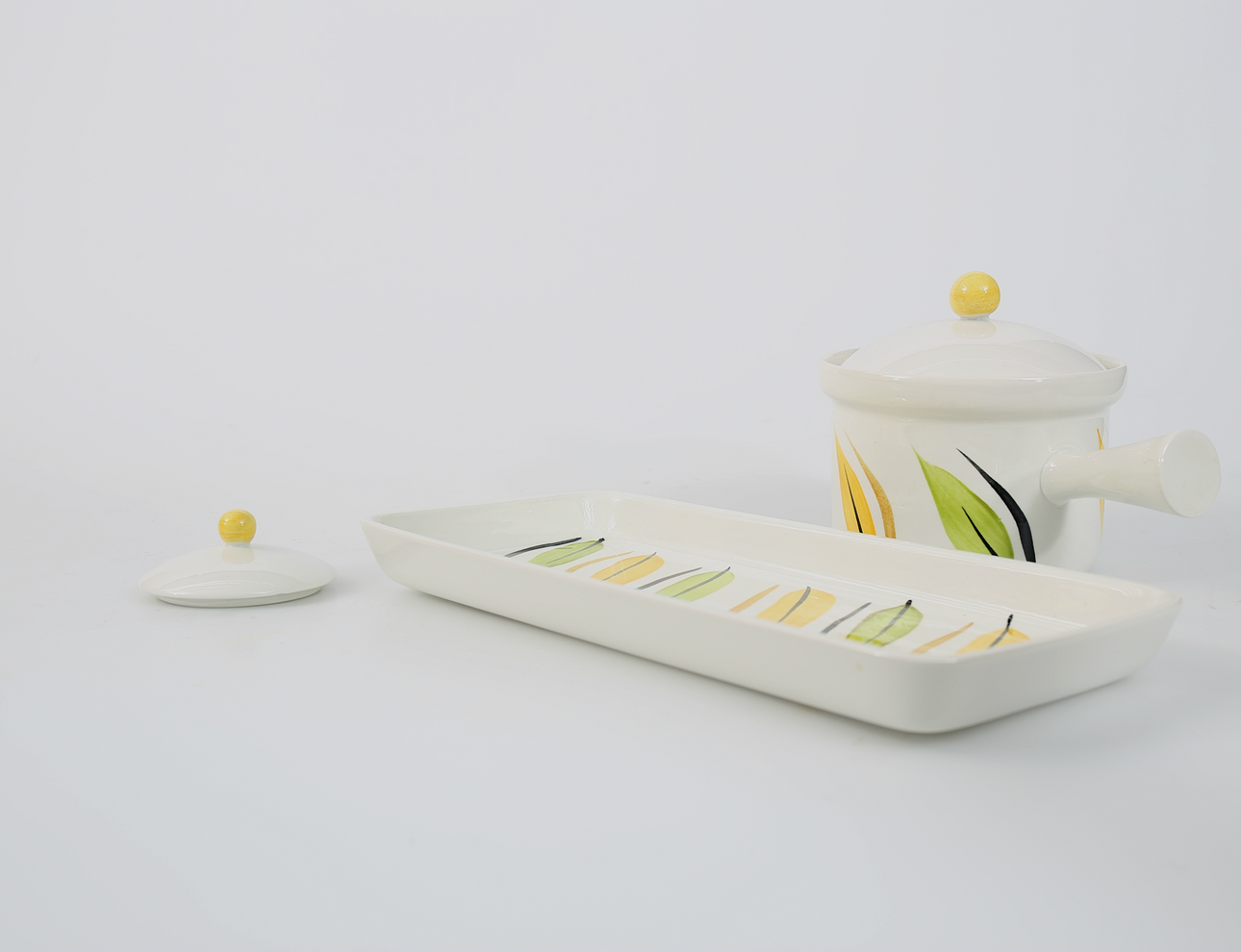 SERVICEDELE, porcelæn, "Løv", 3 dele, Rörstrand.