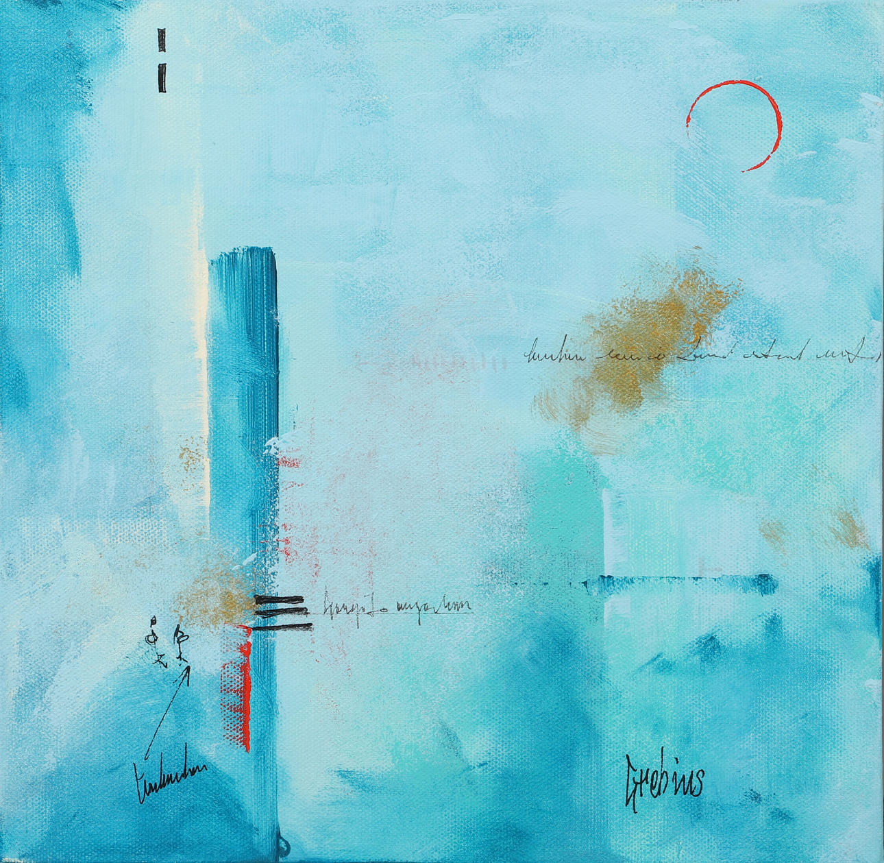 LENA GREBIUS. Composition, oil on canvas, signed Grebius.