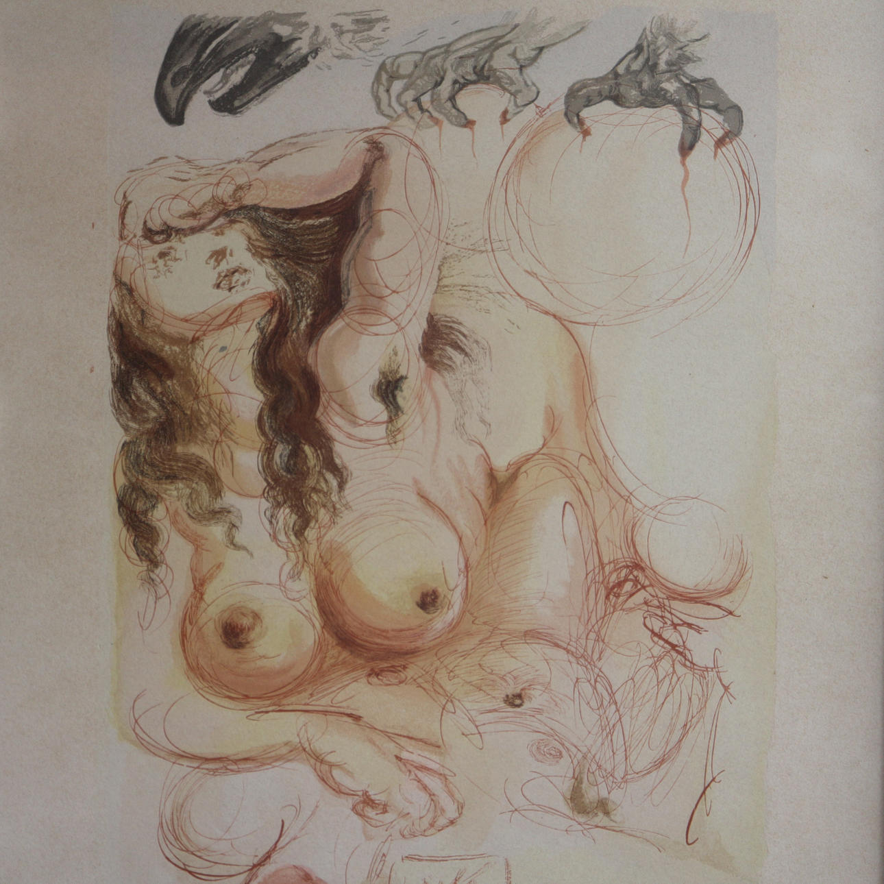 SALVADOR DALÍ. LITOGRAFI KVINDE NØGEN.