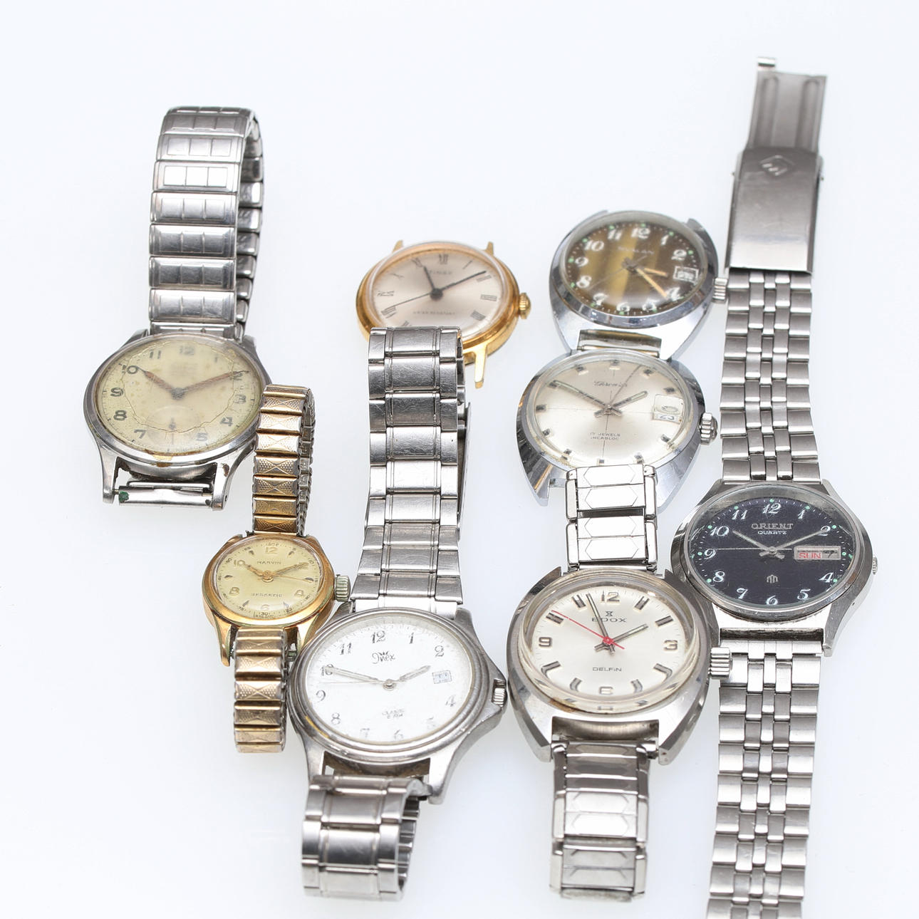 ARMBANDSUR, 8 st, bl.a. Eveco, Edox Delfin.