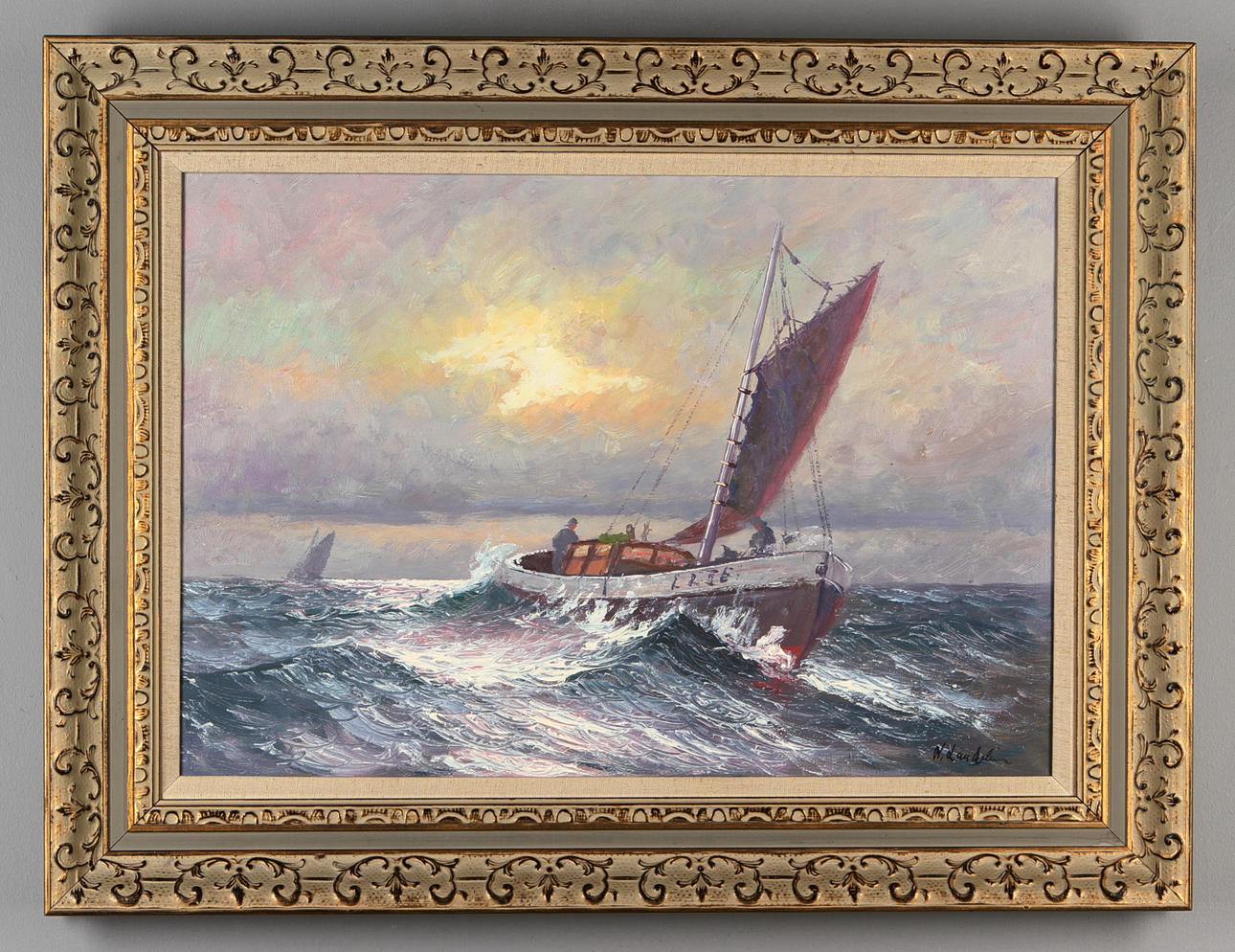 OKÄND KONSTNÄR. Marinmotiv, olja på duk, signerad N Landelius. 1900-tal.