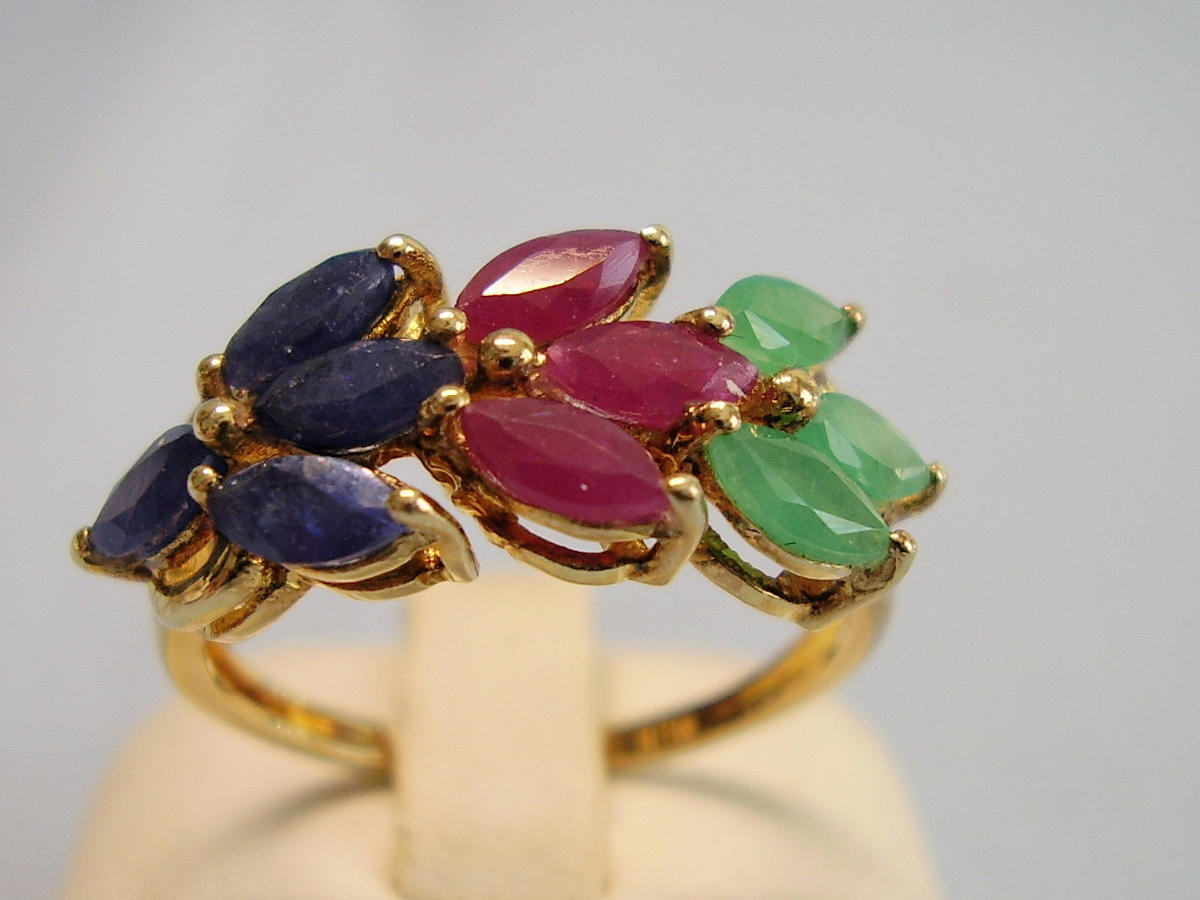 EMERALD - RUBY - SAPPHIRE RING SIGNED BERNHARD CONRAD.