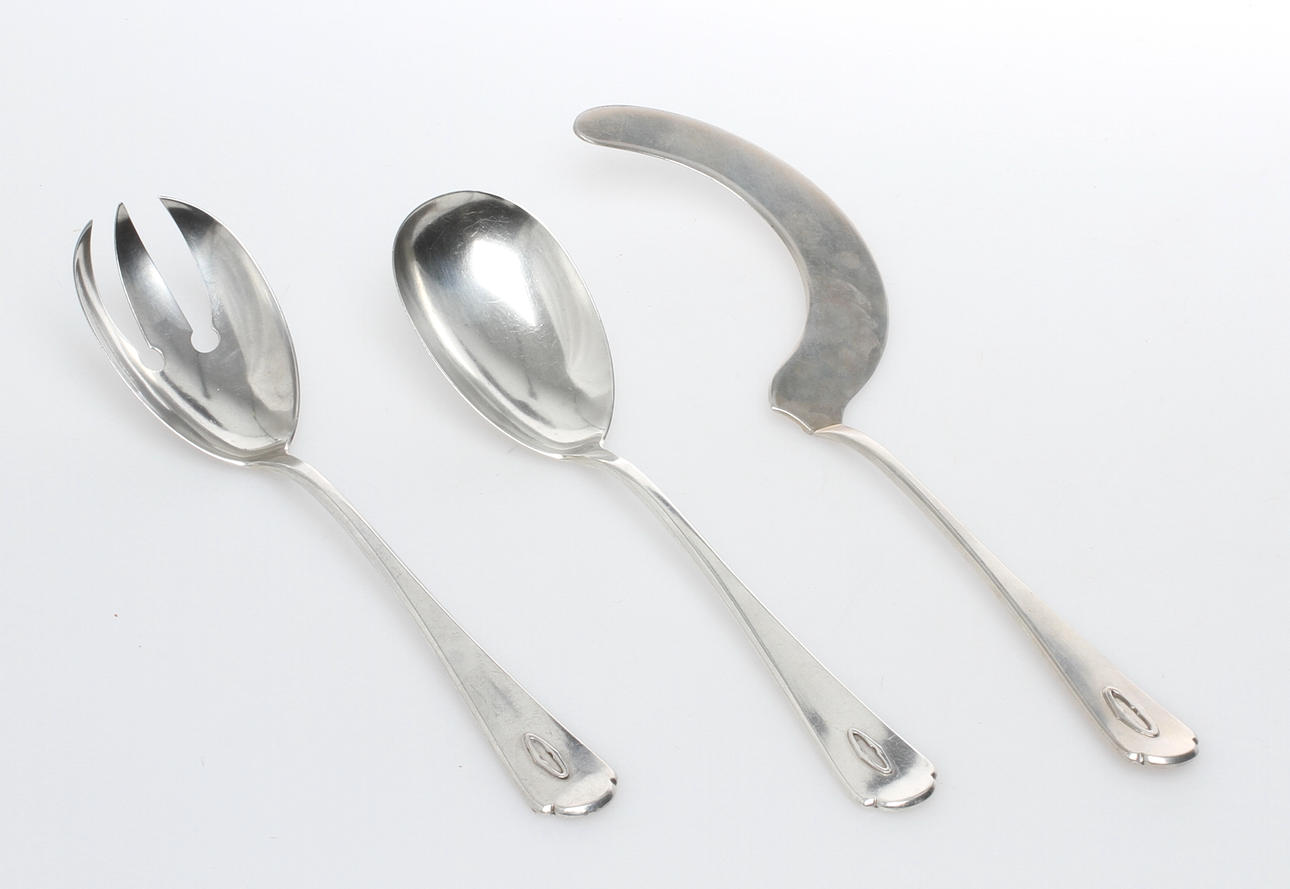 SERVERINGSBESTICK 3 delar, silver, Franz Bahner / Mansfelder silver Düsseldorf Tyskland 1900-tal.