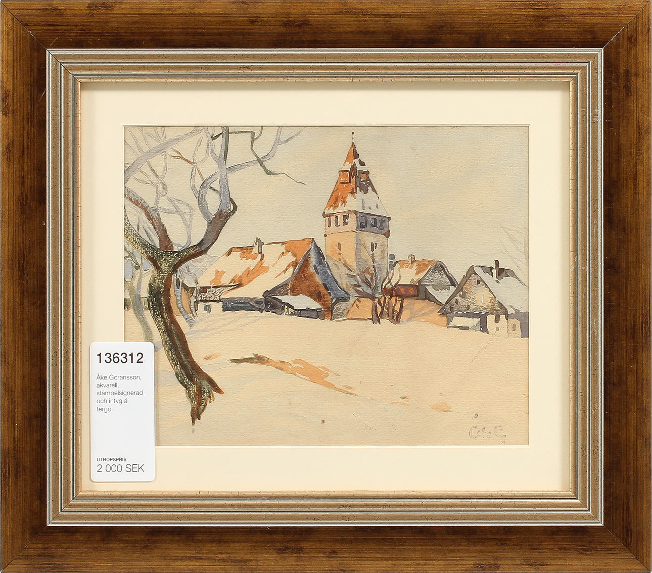 ÅKE GÖRANSSON. Akvarell, stämpelsignerad och intyg á tergo.