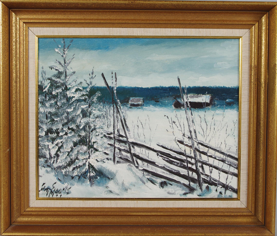 STIG EINARTS. Vinterlandskap, olja på duk.