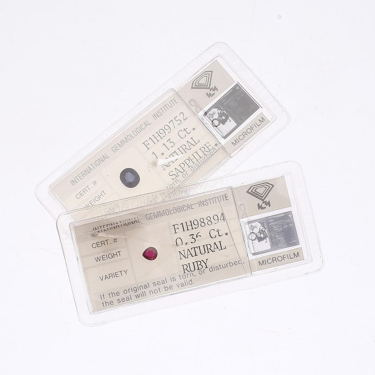 GEMAS, 2 piezas, rubí, zafiro.