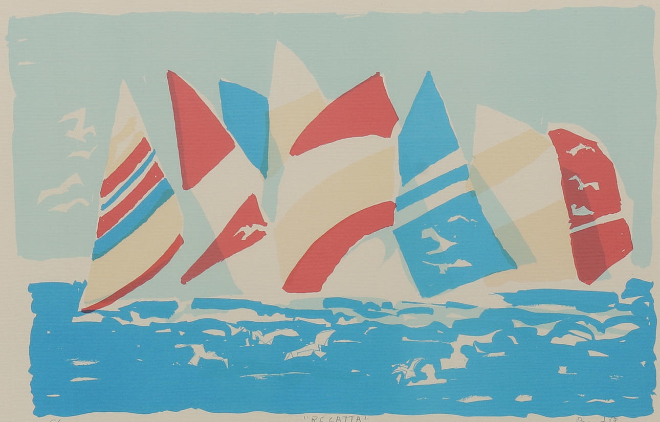 BENGT  ÅBERG. Litografi, "Regatta", nr 5/360.