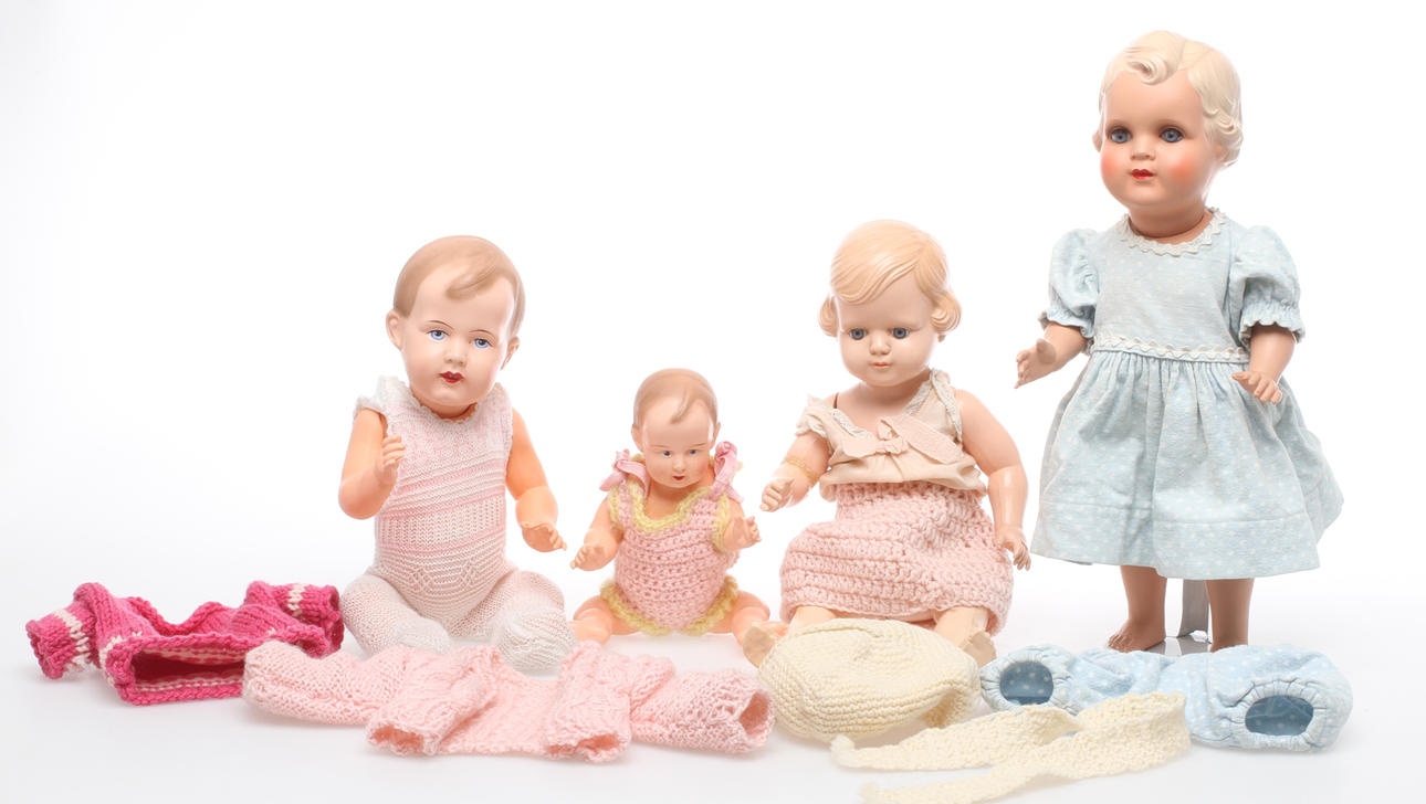 DOCKOR 4 stycken celluloid, 3 olika tillverkare bland andra Buschow&Beck och Cellba.