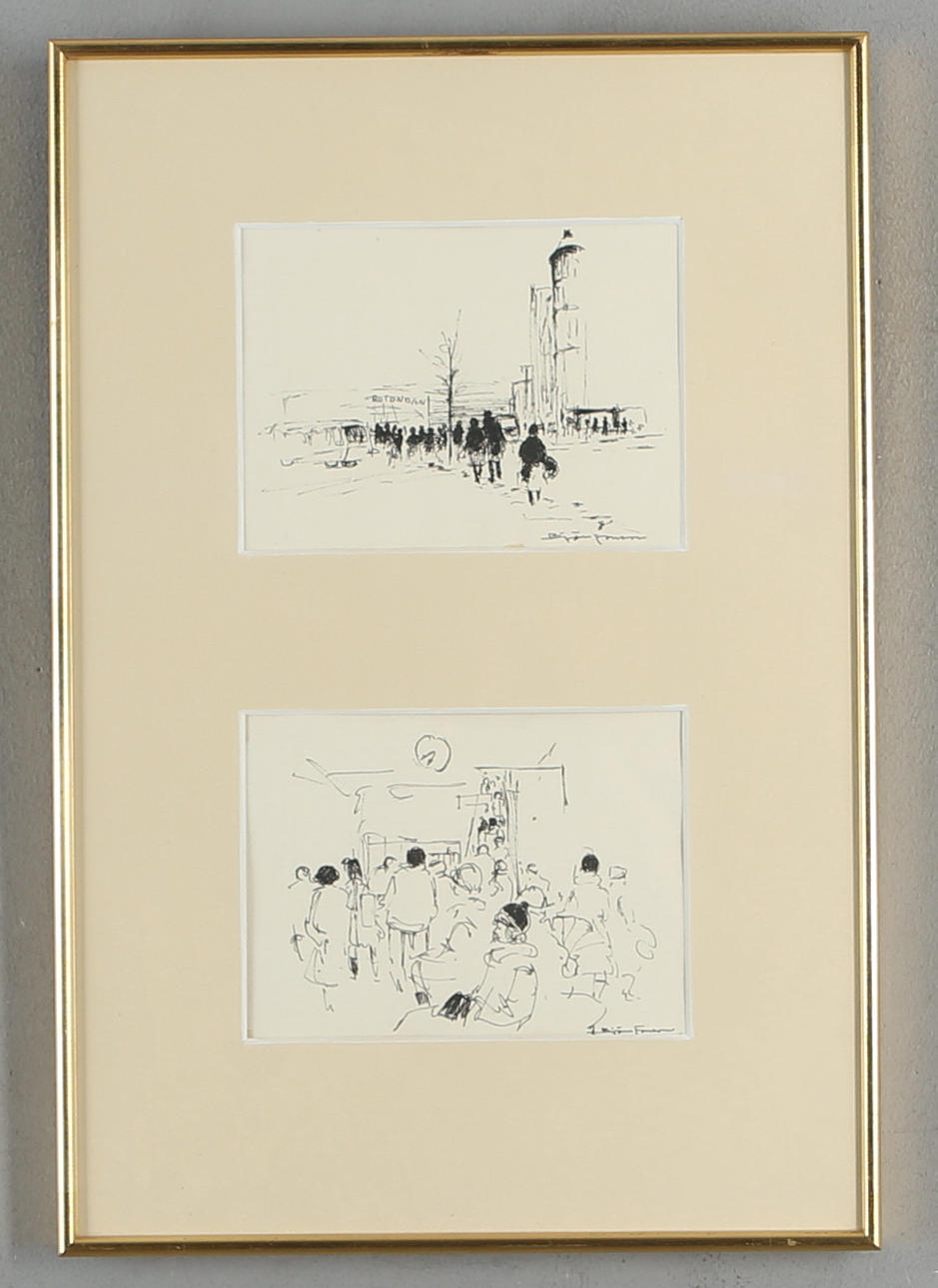 BJÖRN JONSON. 2 pcs, ink drawings, signed.